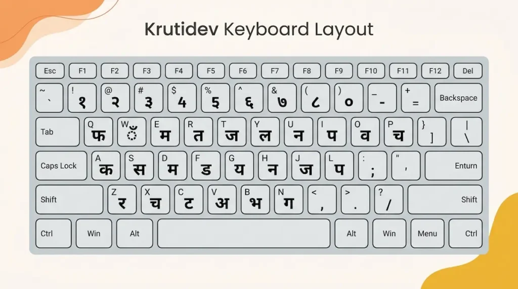 Full Krutidev Keyboard Layout — Every Key Explained