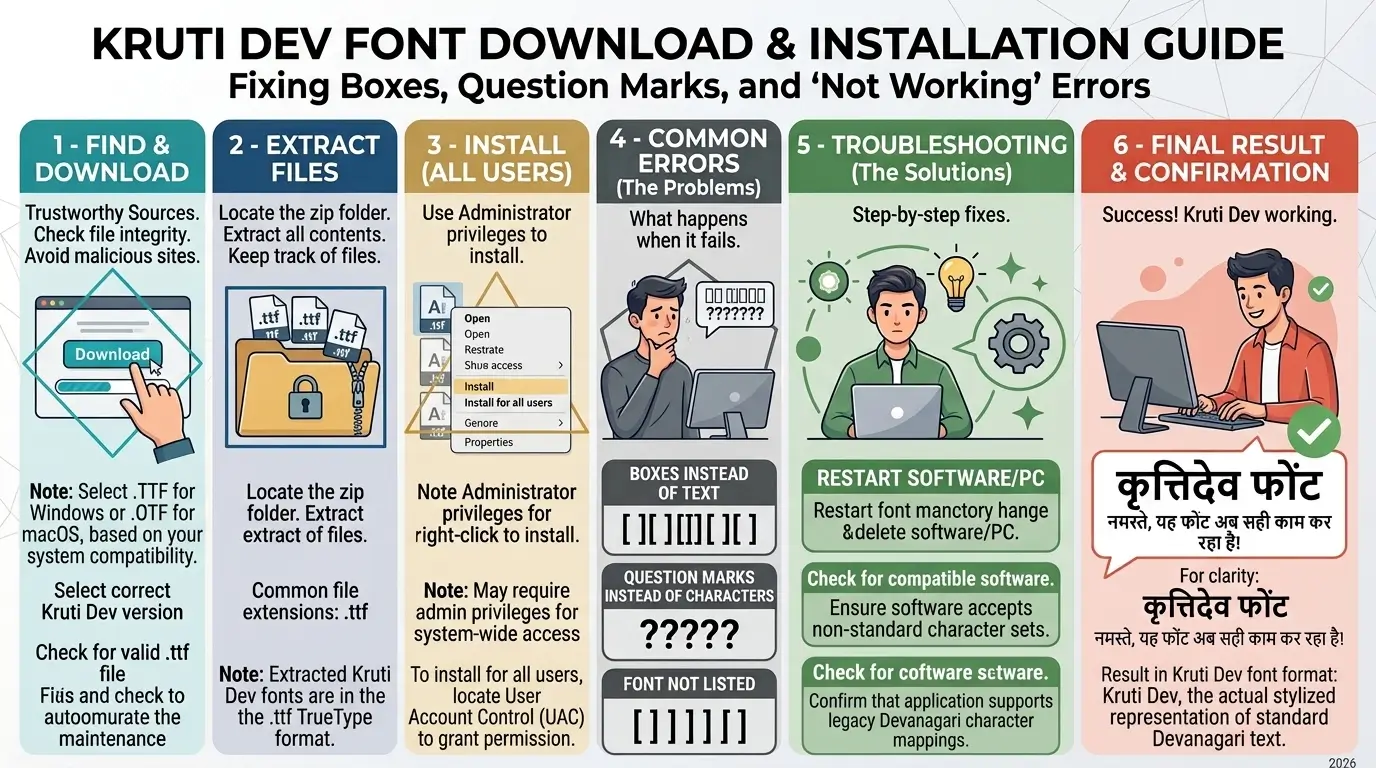 Kruti Dev Font Download and Installation Guide: Fixing Boxes, Question Marks, and "Not Working" Errors